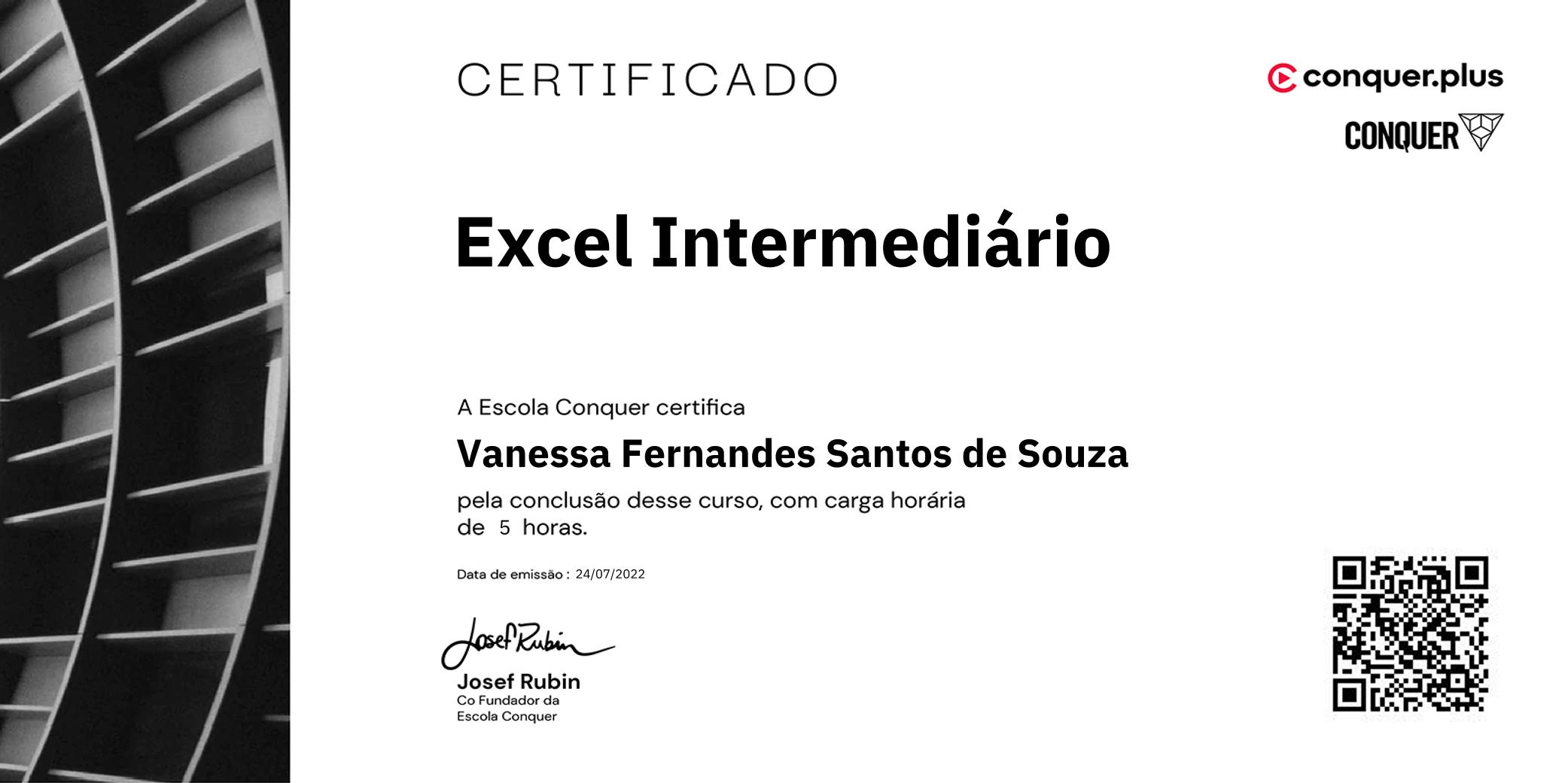 Certificado de Excel Intermediário